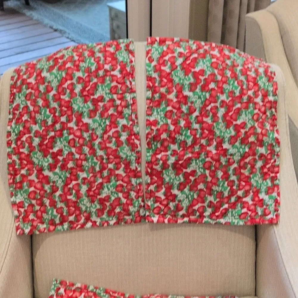 Vintage Hand Stitched Quilted Strawberry Placemats Set of 4